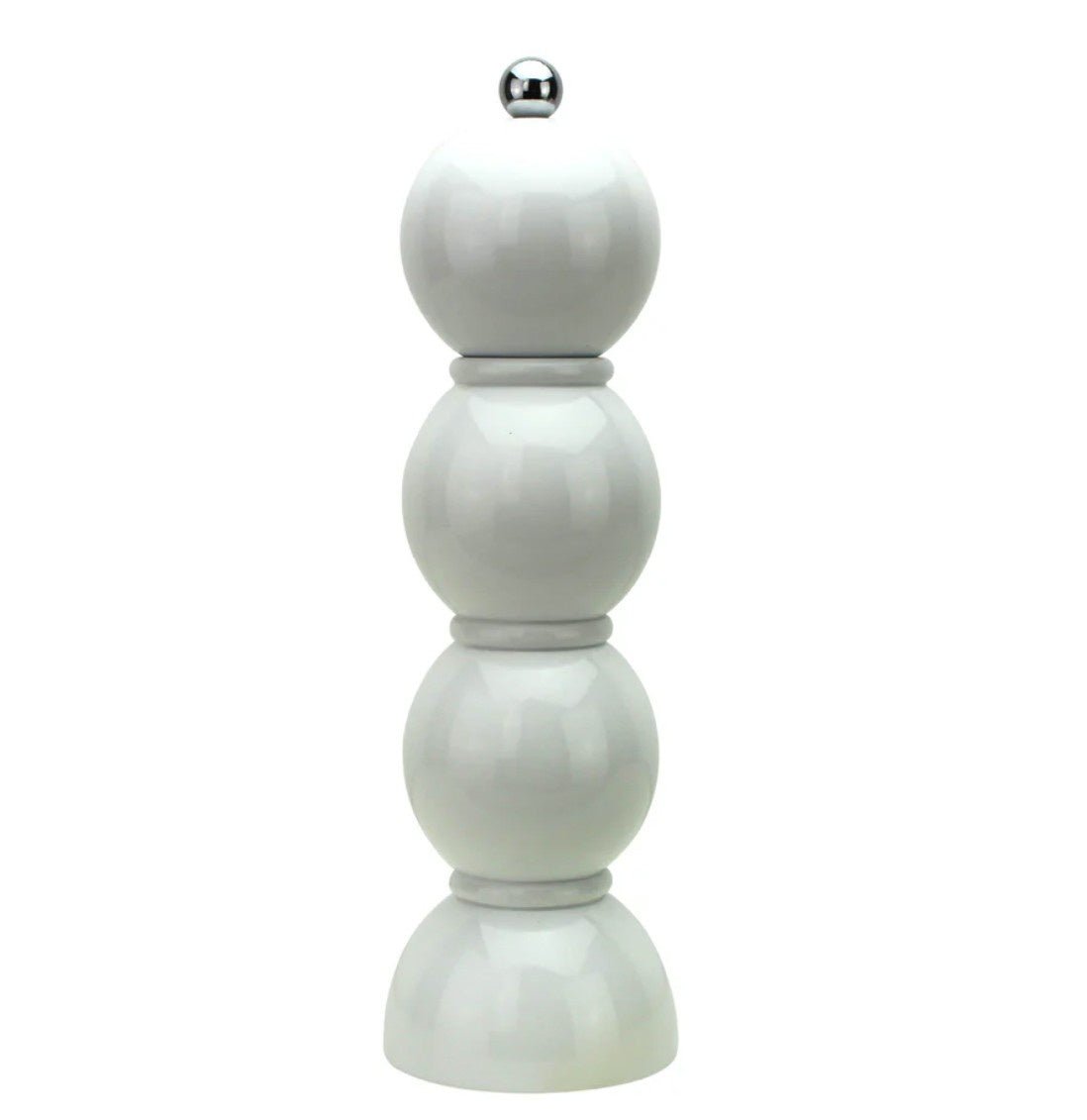Bobbin salt or pepper mill in white lacquer