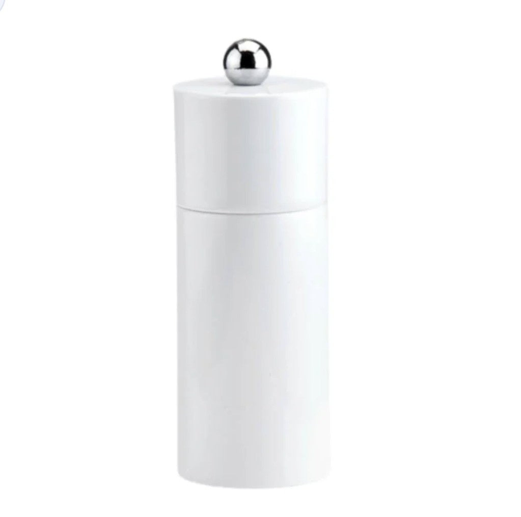Mini Column salt and pepper mill in white, lacquered rubber wood, 13.3 cm
