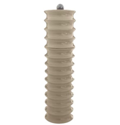 Twister salt and pepper mill in cappuccino high-gloss lacquer with a scalloped twist shape