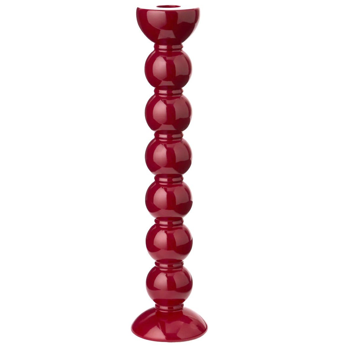 Bobbin candlestick in cherry lacquer, large