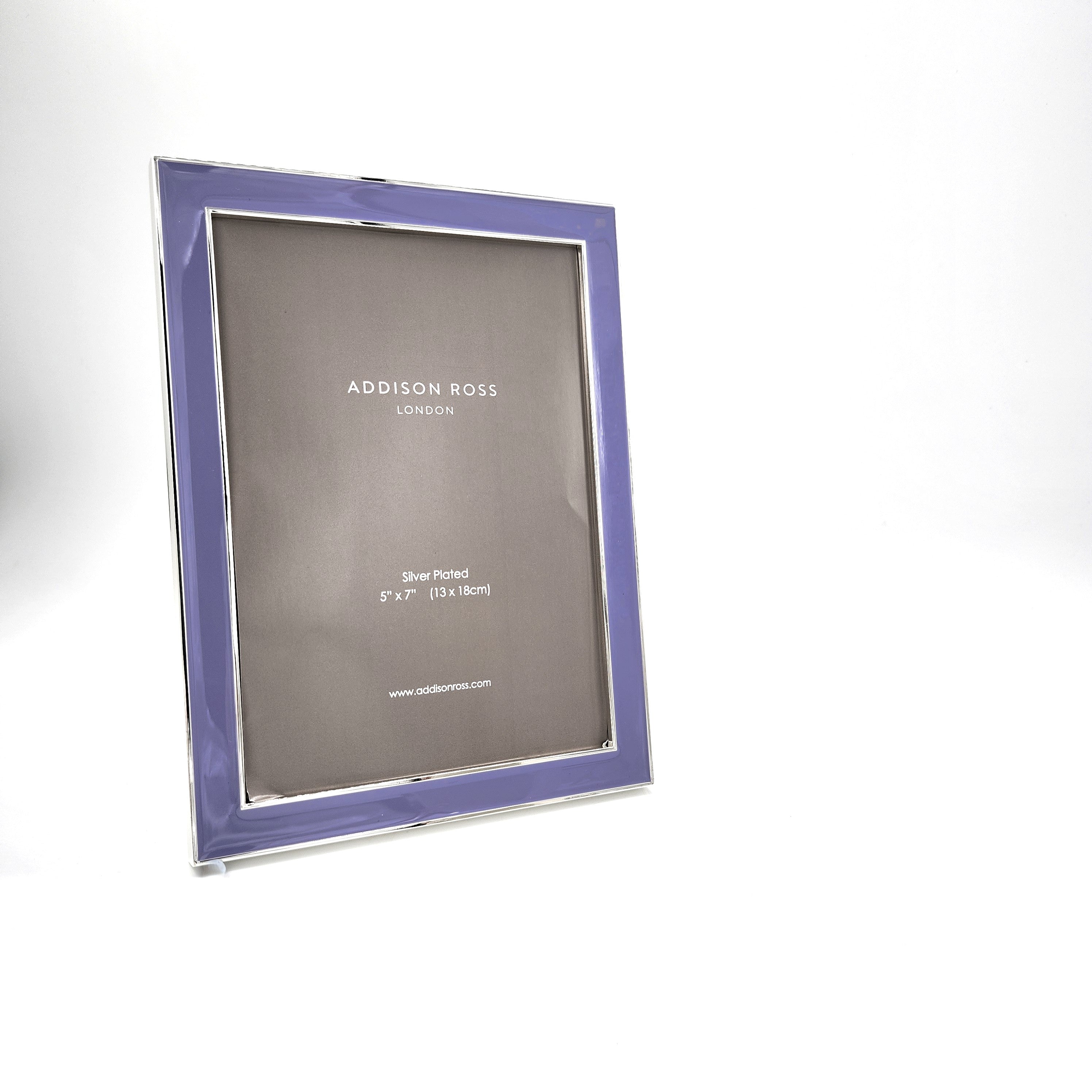 Lilac enamel frame by Addison Ross, 5 x 7 inch format in portrait orientation