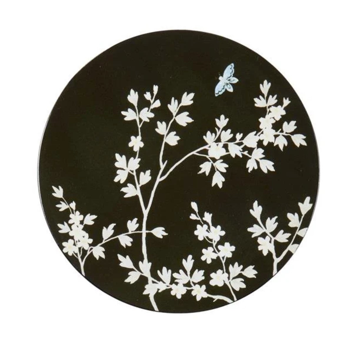 Black high-gloss lacquer coaster, Addison Ross Chinoiserie set
