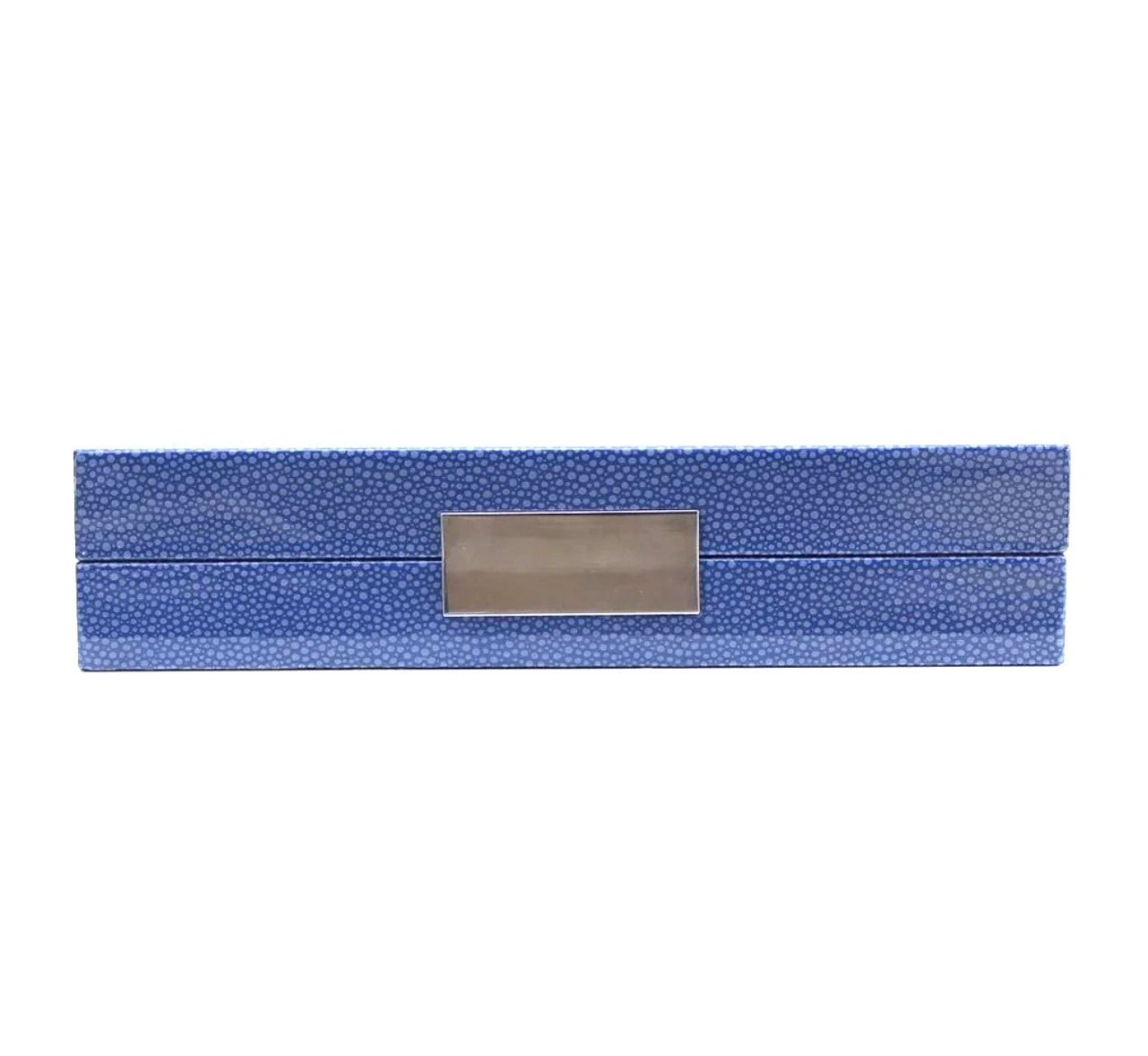 Blue lacquer watch box lined in cream suede, Addison Ross