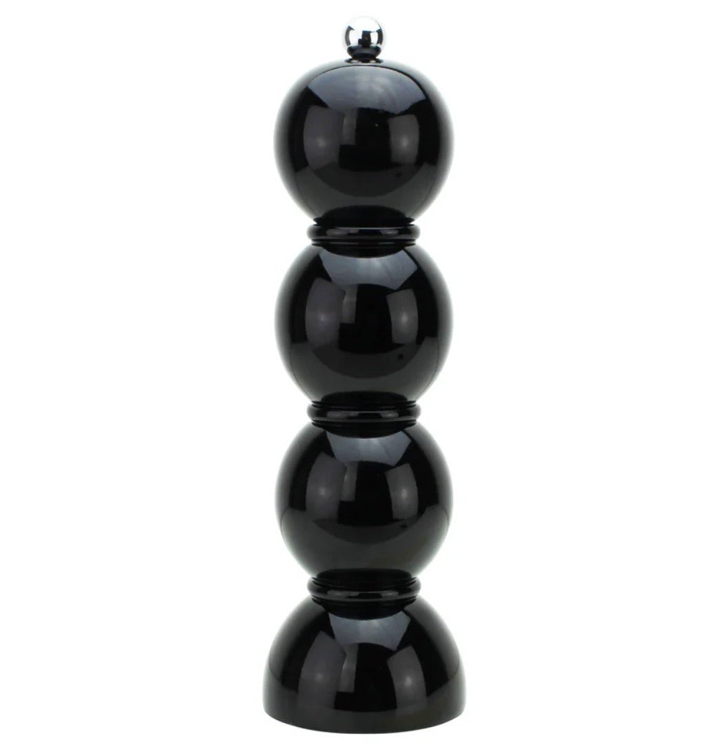 Bobbin salt or pepper mill in black lacquer