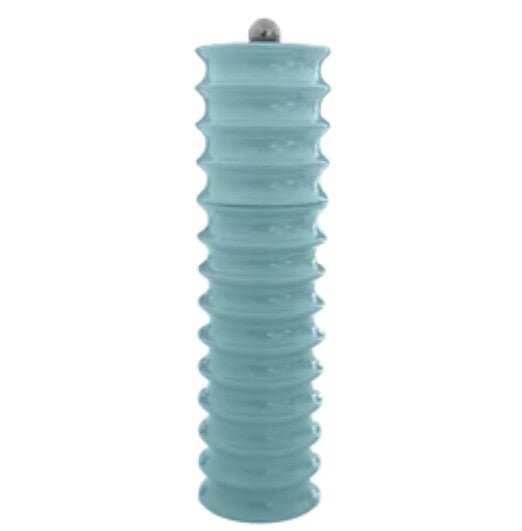 Twister mill in eau de nil green lacquer, scalloped rubber-wood salt or pepper grinder