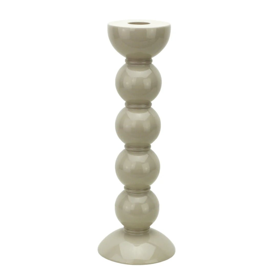Bobbin candlestick in cappuccino lacquer, 24 cm