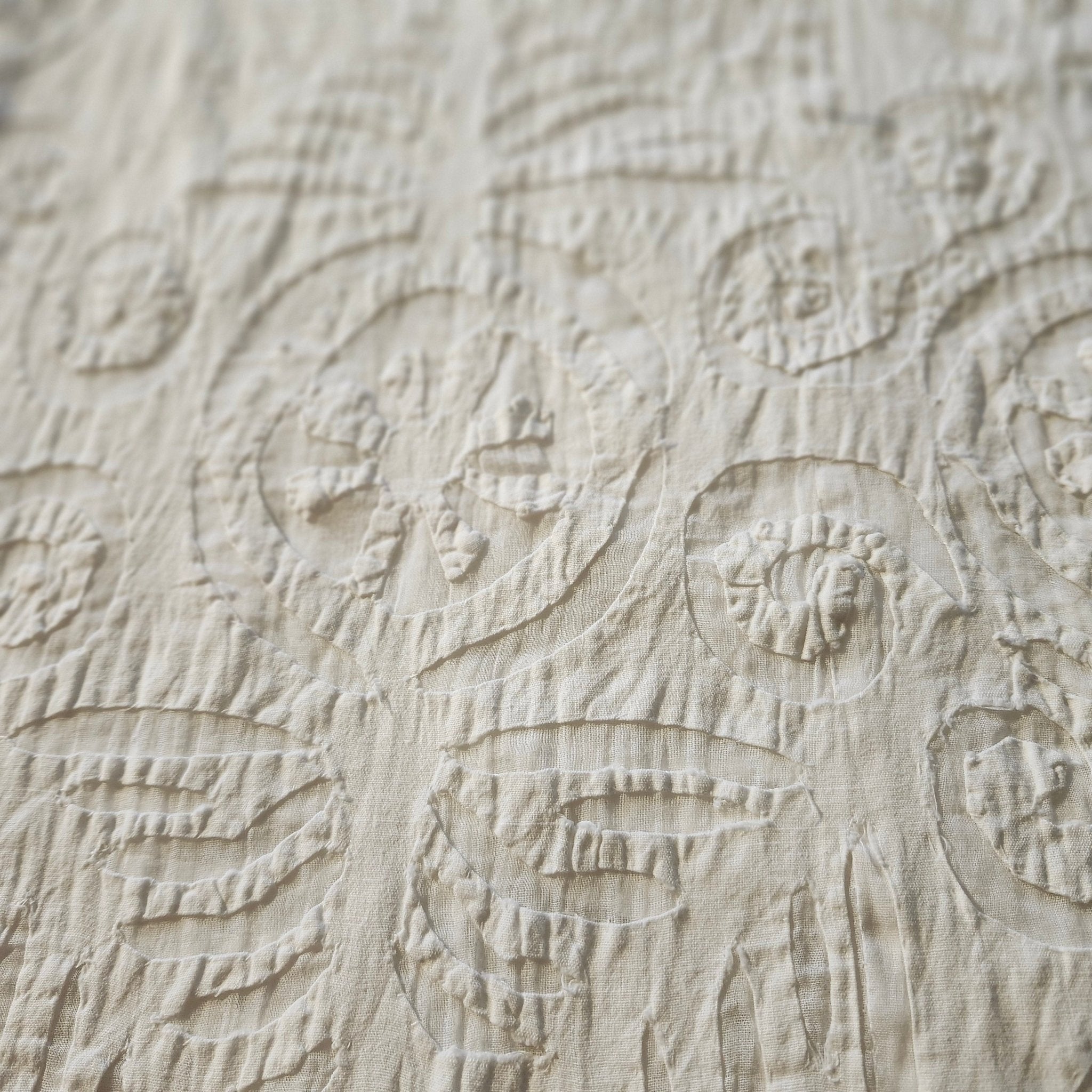 White organza applique bedspread, 180 x 300cm, handmade