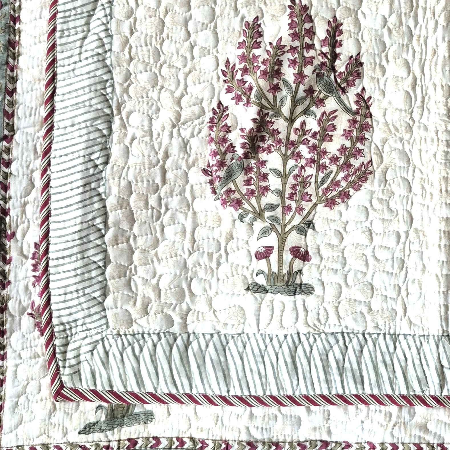 Close up of Pillowcase to match Block Print Bedspread
