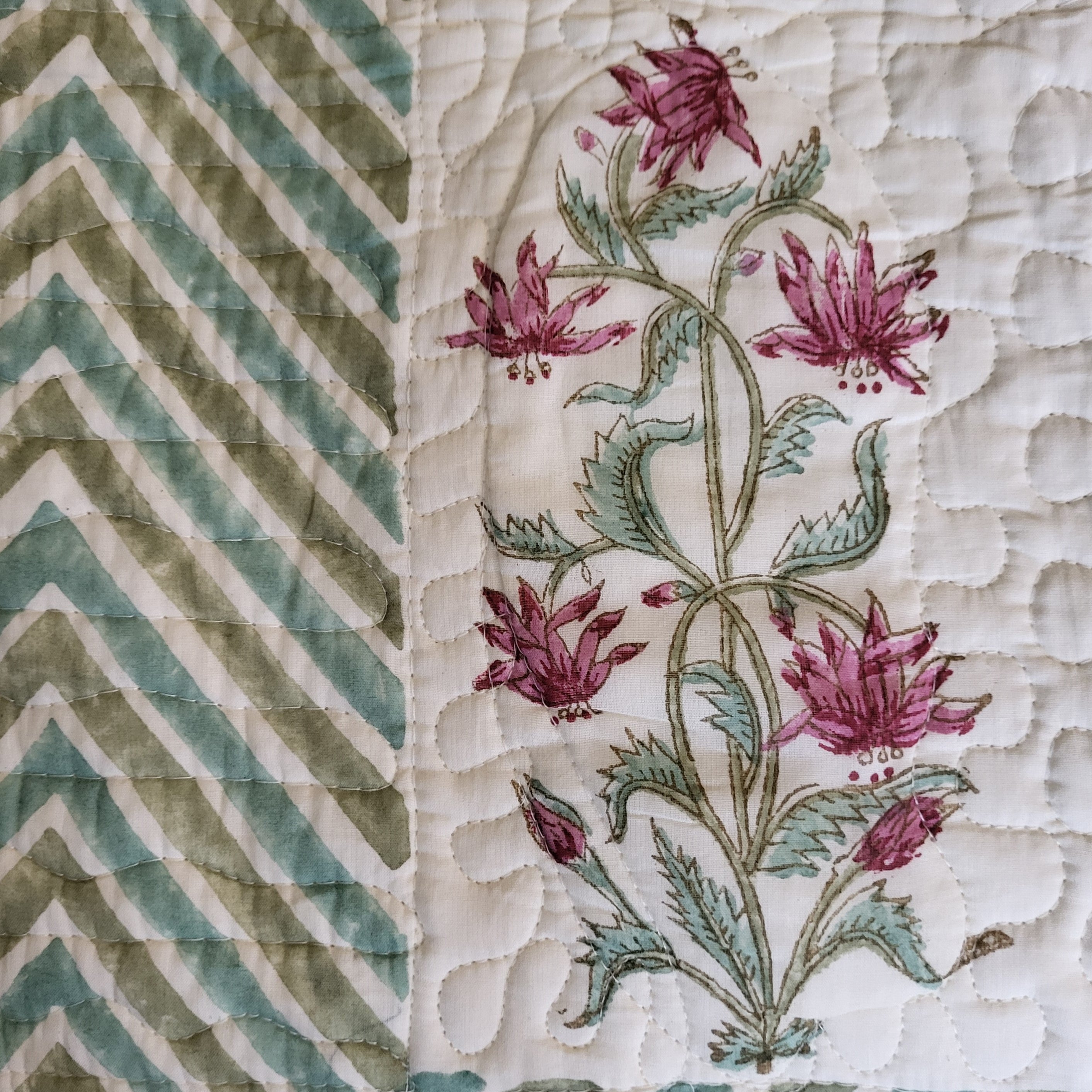 Close up detail of Bedspread and border