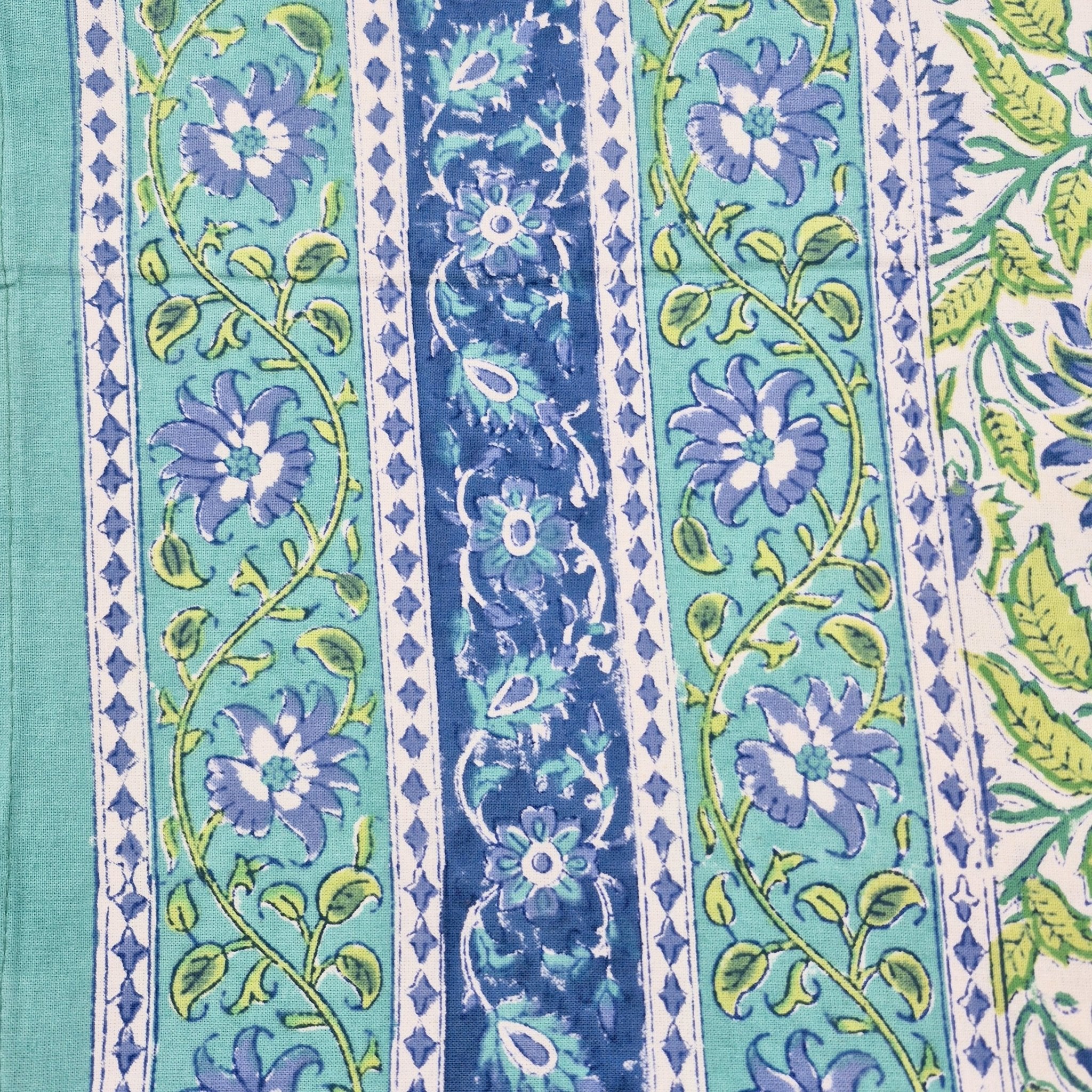 Provencal sunflower block-print bed cover with a deep border
