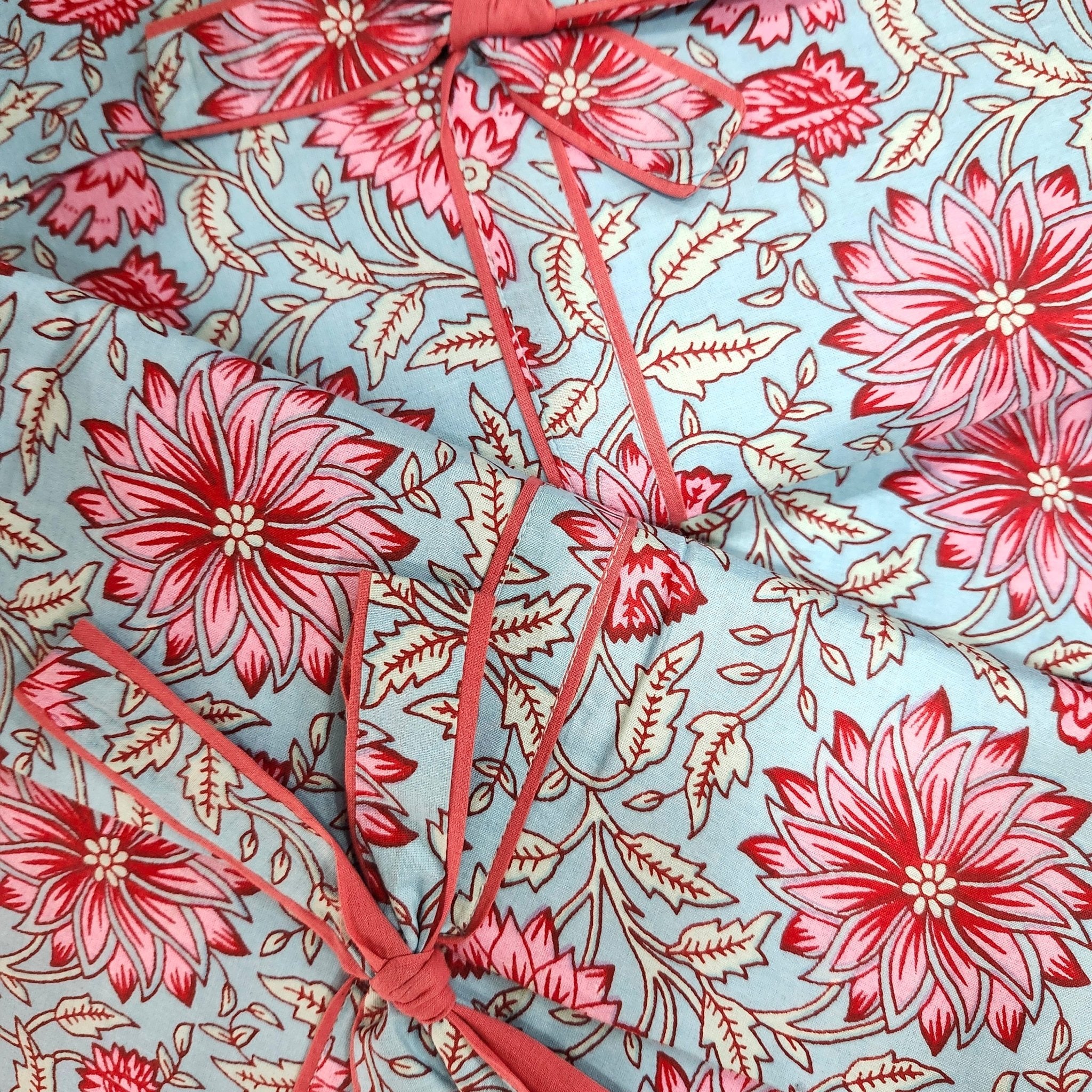 Dahlia block-print long pyjamas in azure