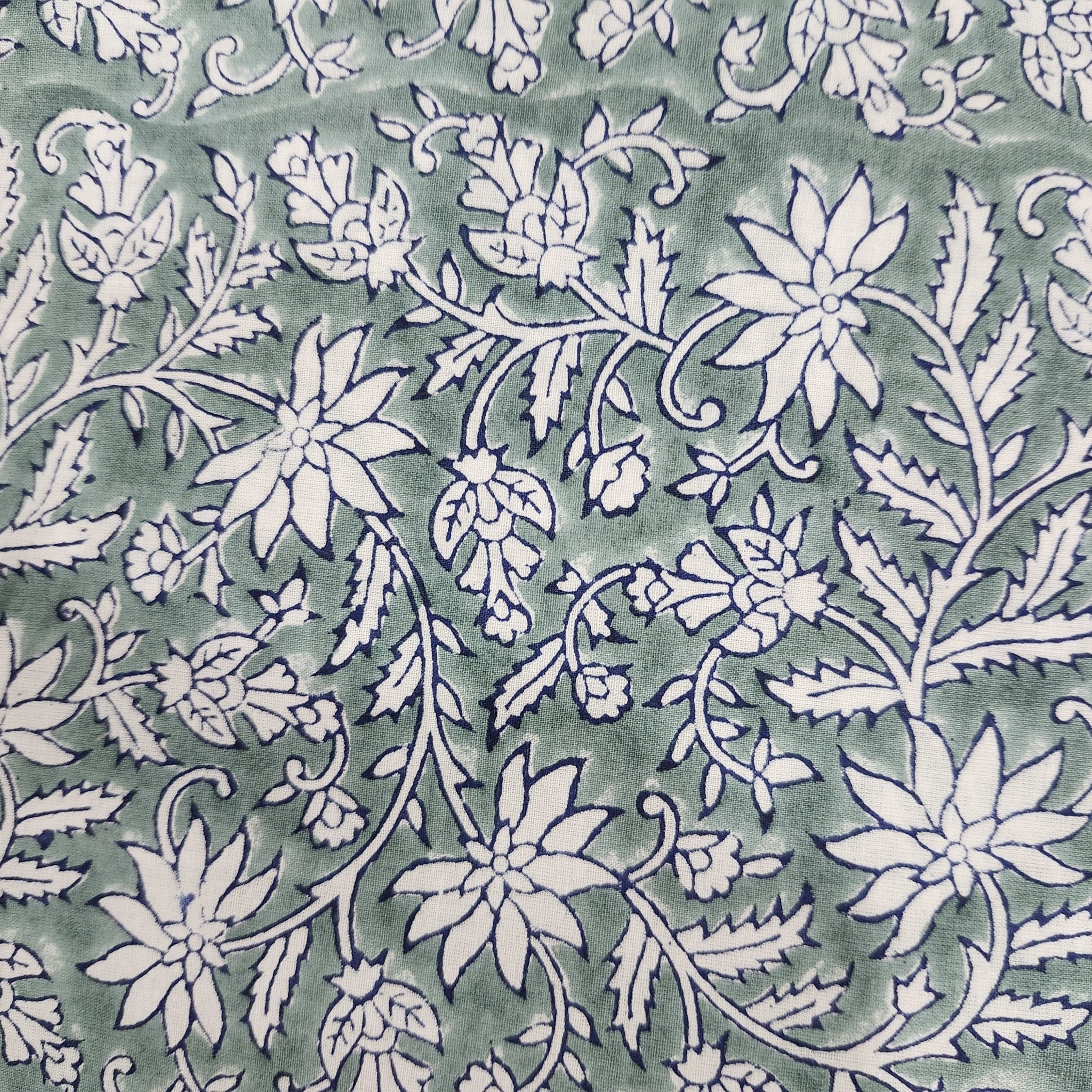 White-on-teal floral block-print short pyjamas