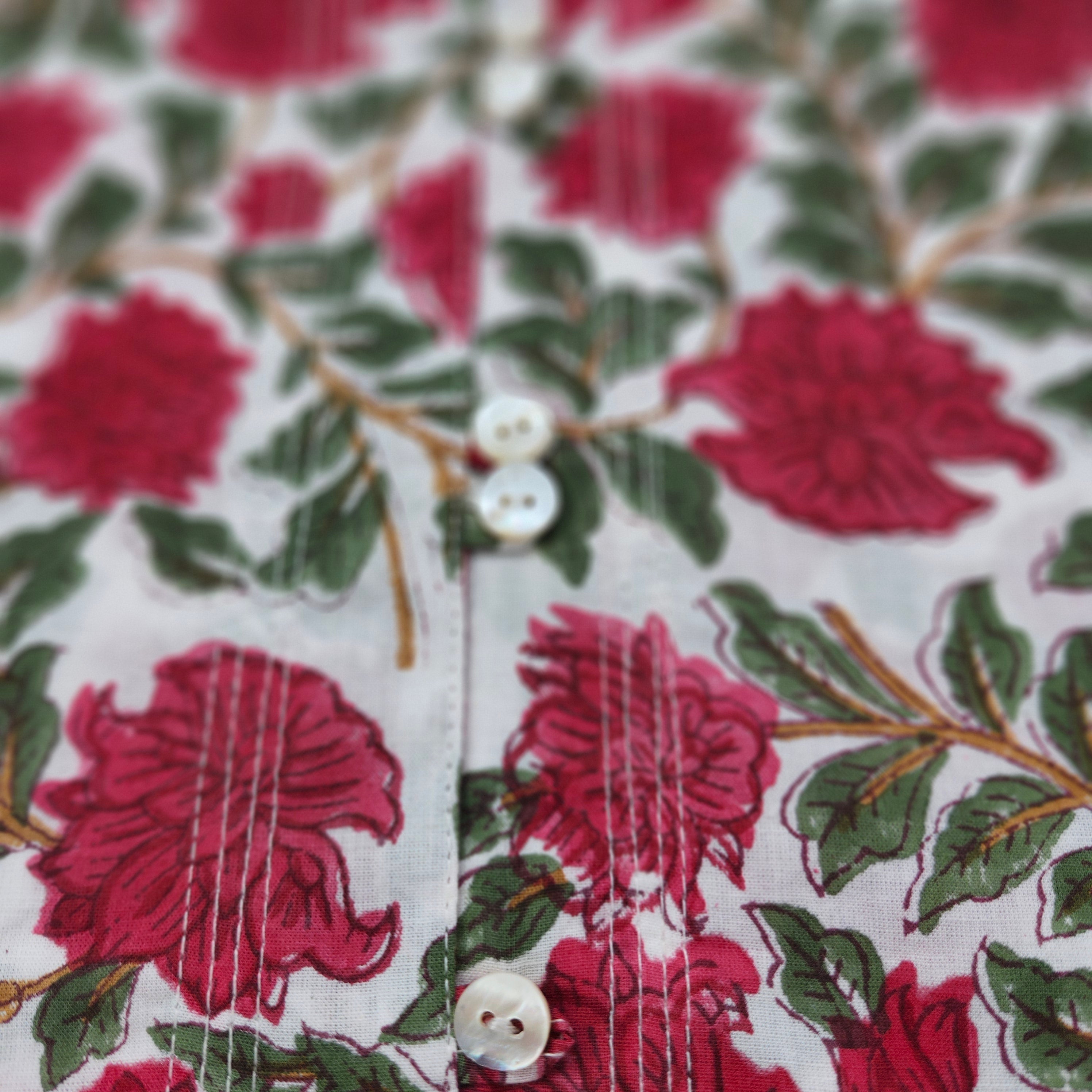 Sleeveless Jasmine block-print summer shirt
