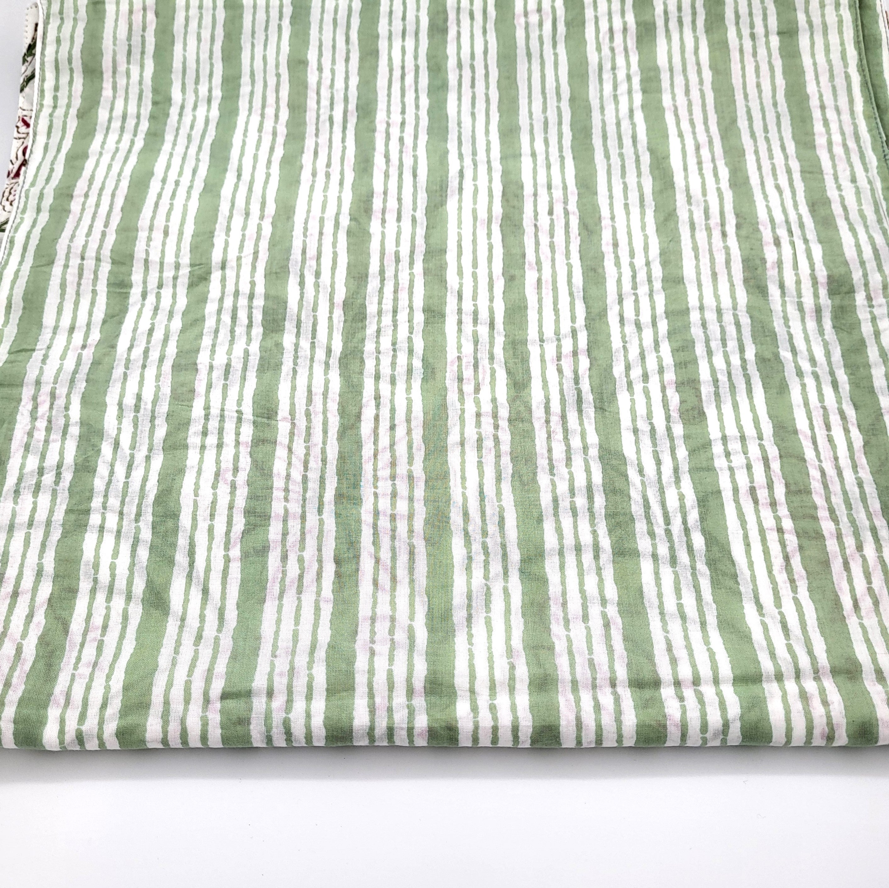 White Blossom block-print runner, blossom side