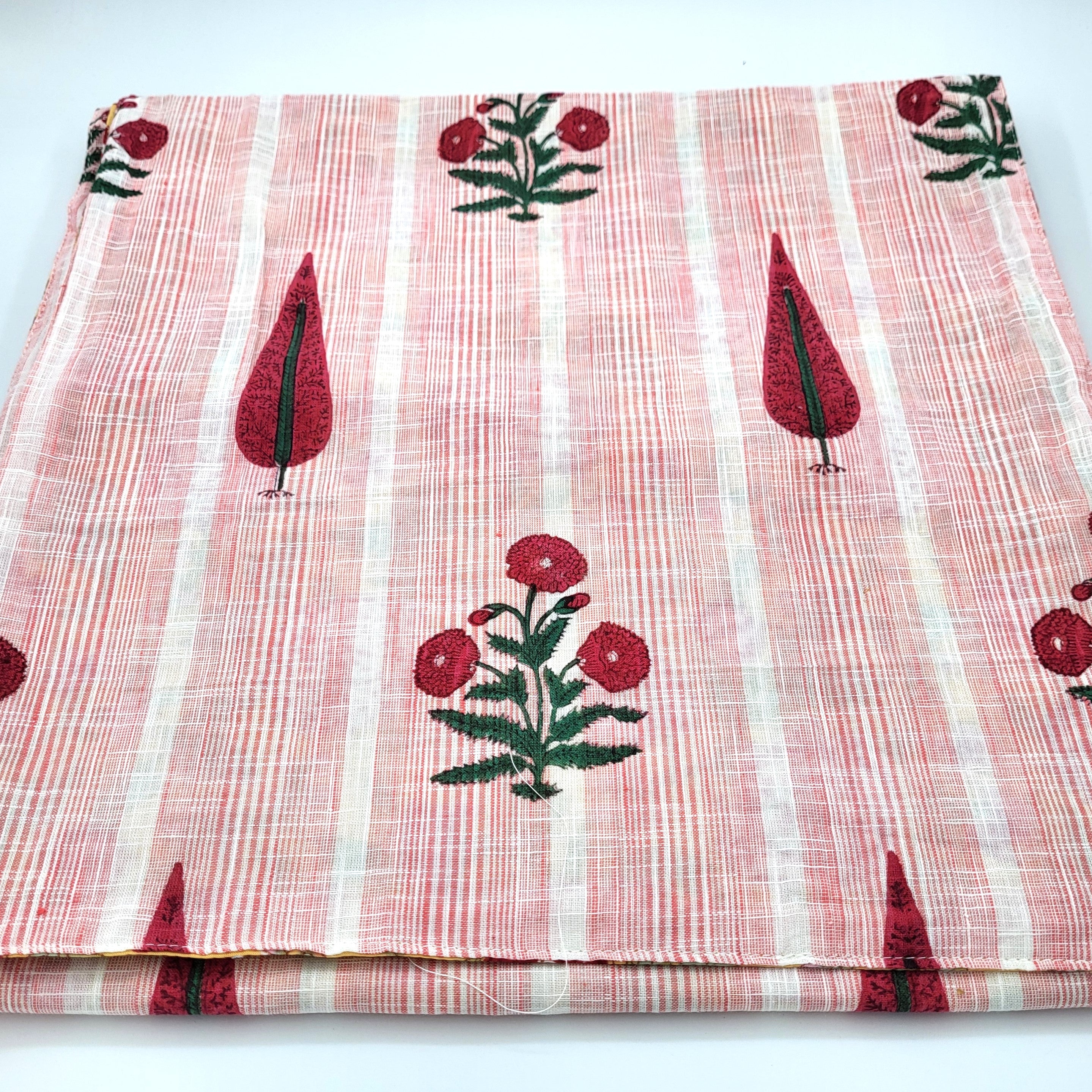 Summertime Yellow runner reverse with a pink poppy print
