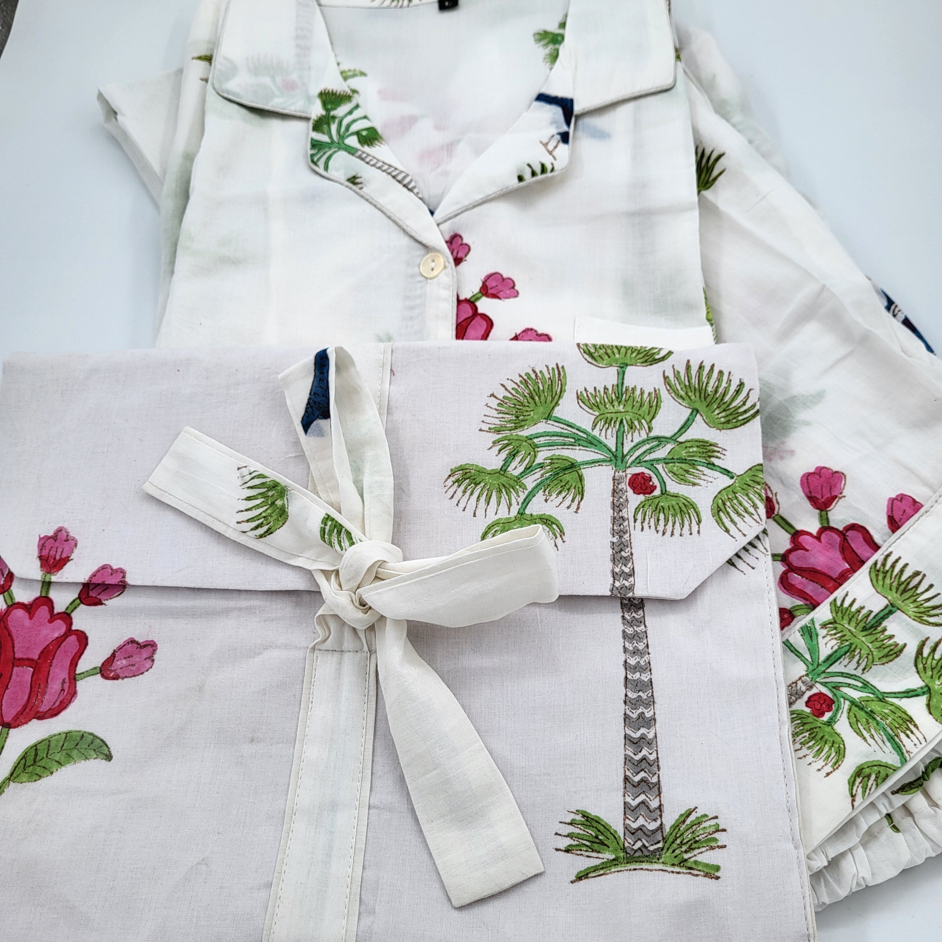 Sophie block-print pyjamas, long style