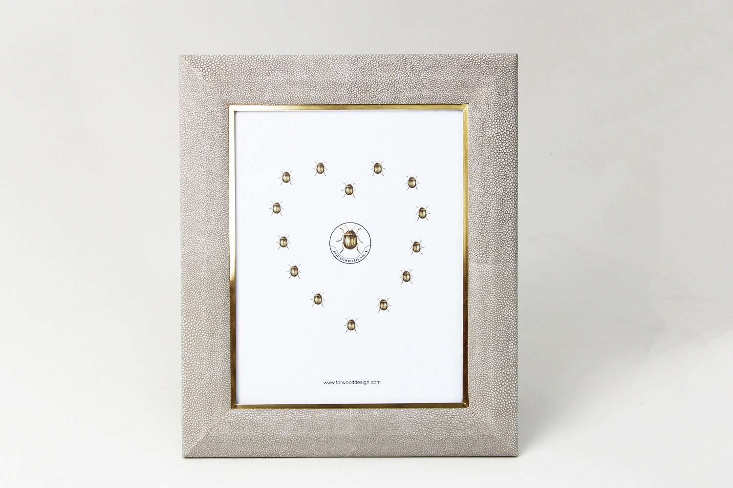 Barley faux shagreen Bella photo frame by Forwood Design, polished walnut back, styled view