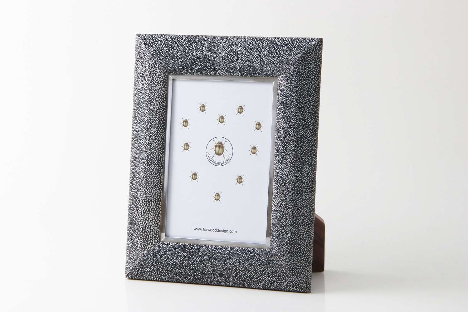 Charcoal faux shagreen Bella photo frame, 5 x 7 or 8 x 10 inch, styled in a home setting