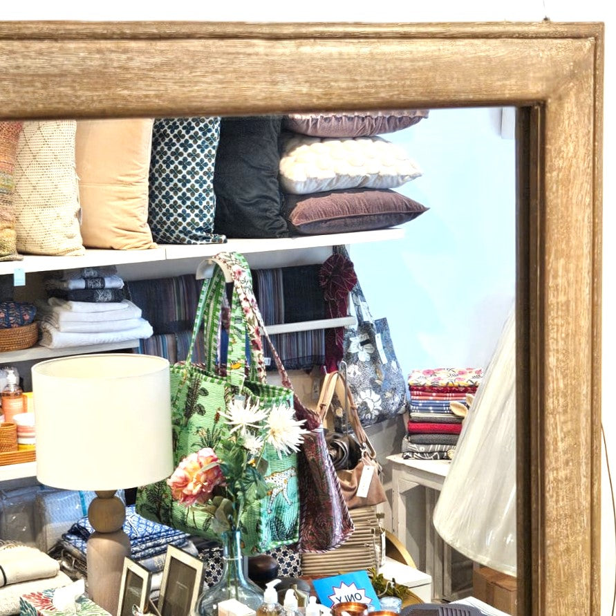 Bosham square mirror in bleached mango wood, 97 cm