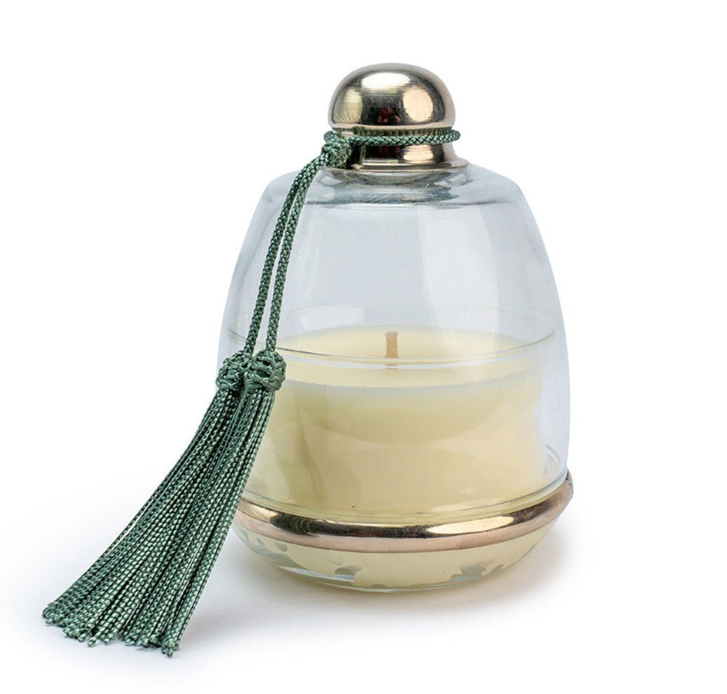 Cloche Mint and Tea candle under bell-shaped glass lid, mint and green tea scent