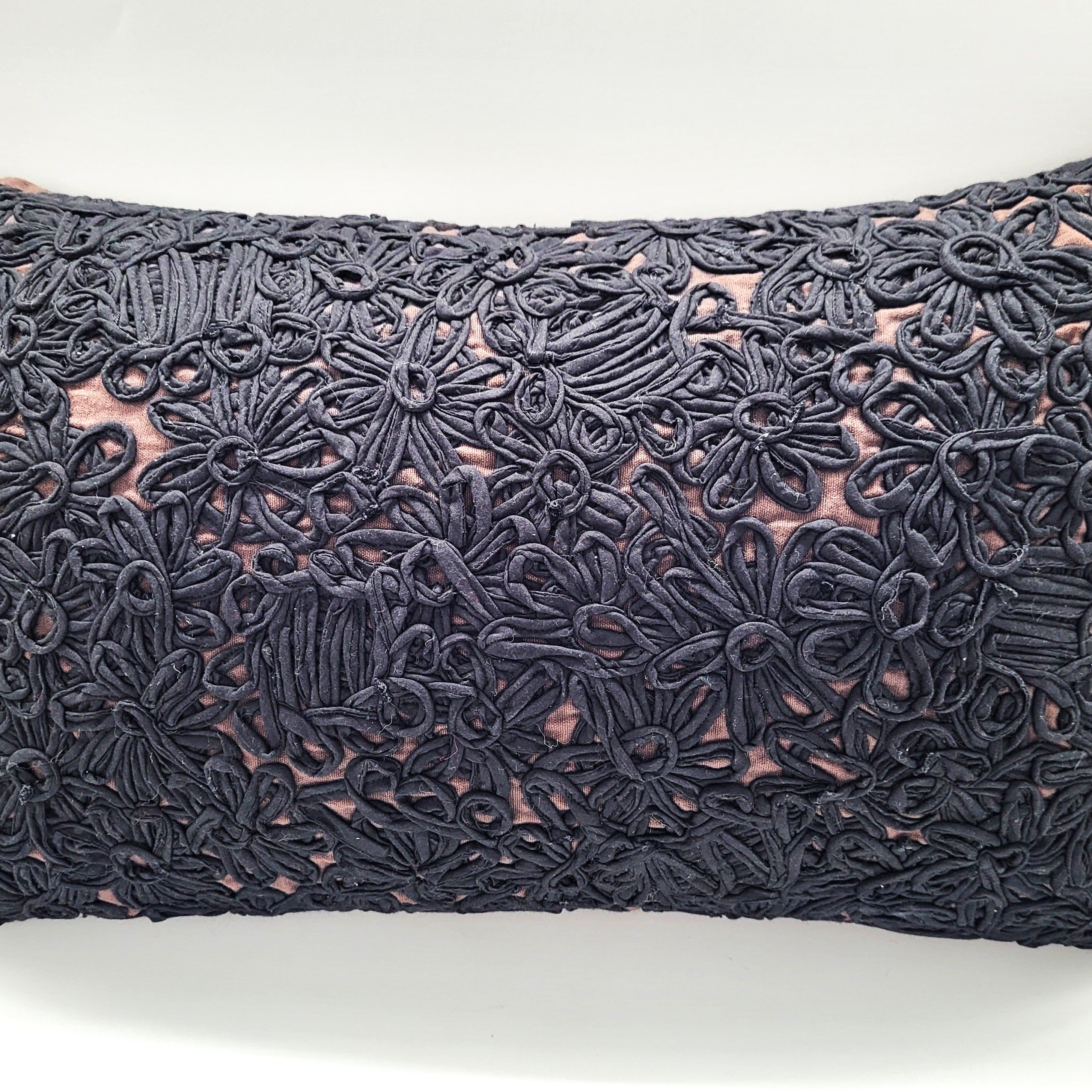 Lyda black embroidered cushion, cotton, styled