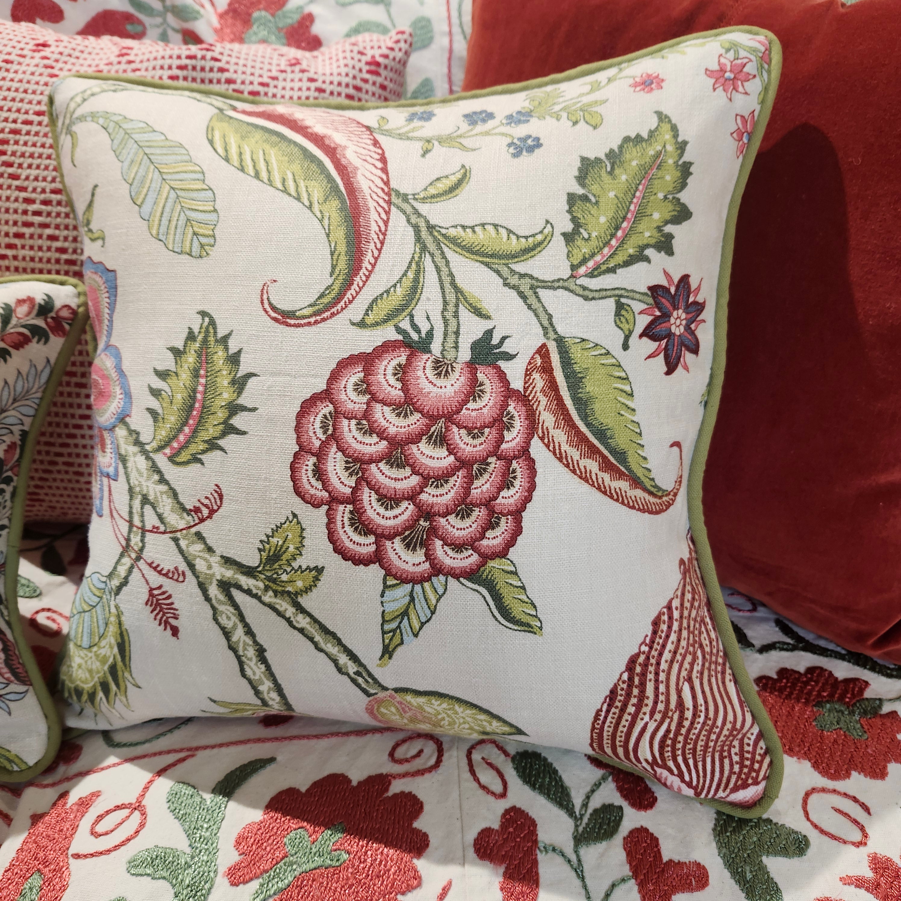 Seraphine tree-of-life linen cushion