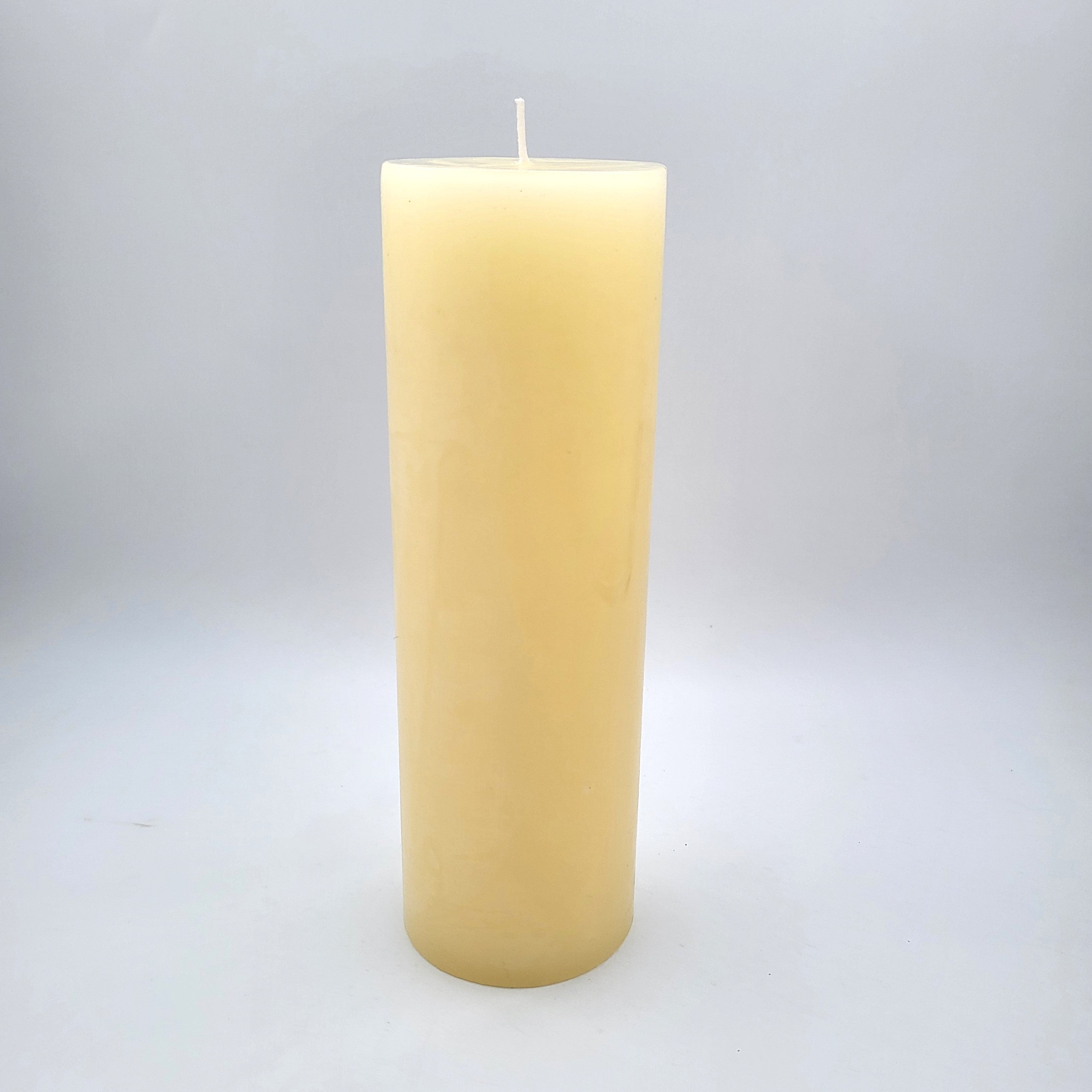 Ivory pillar candle, 7.5 cm diameter, 22.5 cm high, household staple