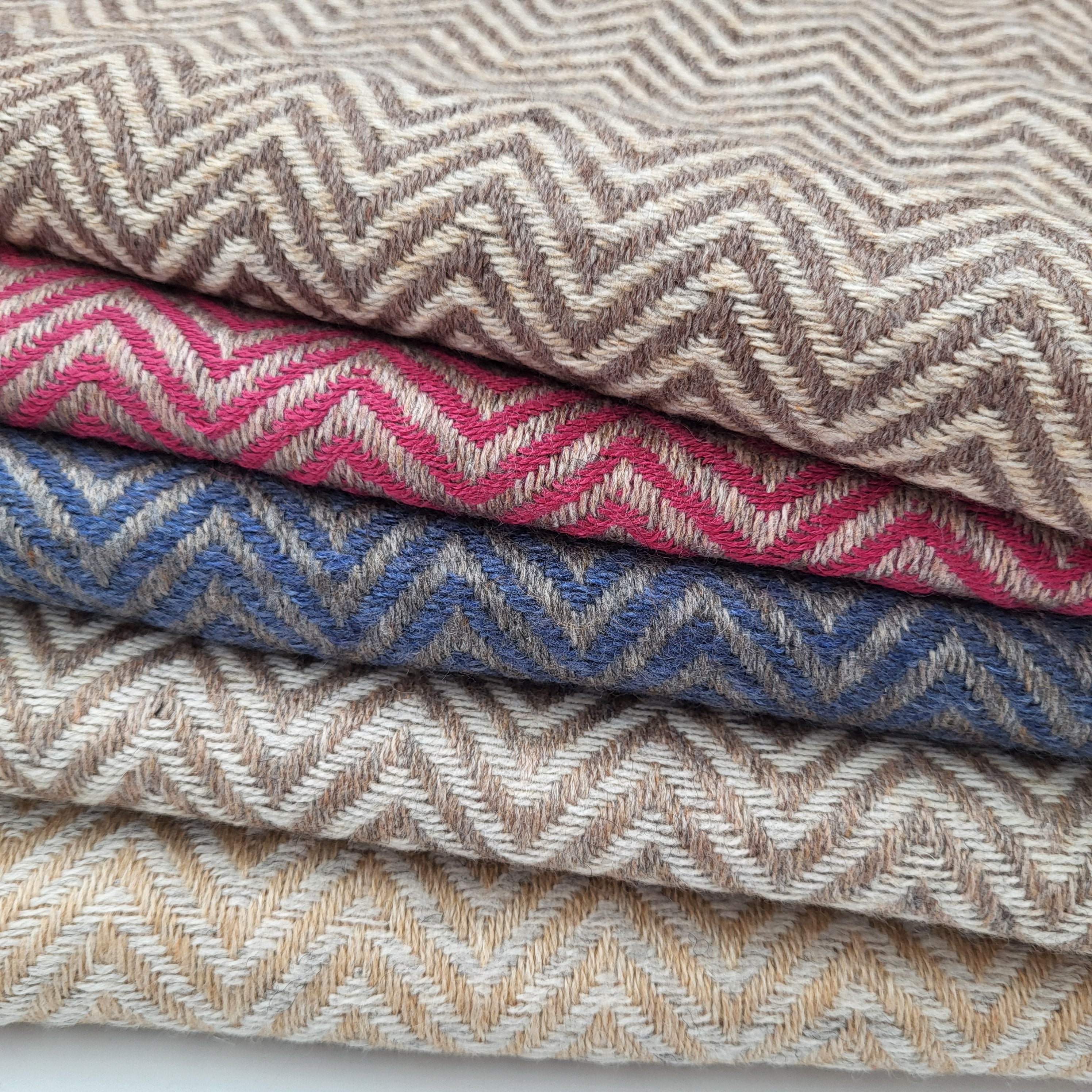 Cashmere herringbone shawls in assorted natural colours