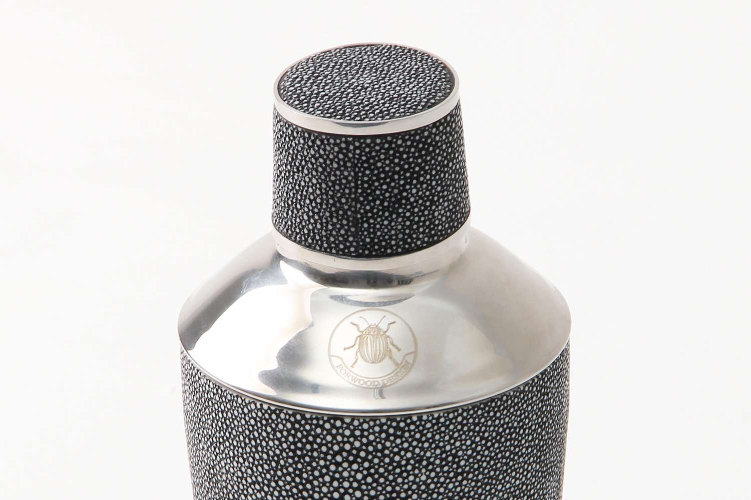 Charcoal faux shagreen cocktail shaker, styled for home entertaining
