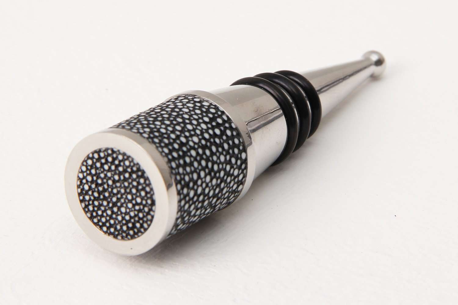 Charcoal faux shagreen bottle stopper by Forwood Design, detail of shagreen texture
