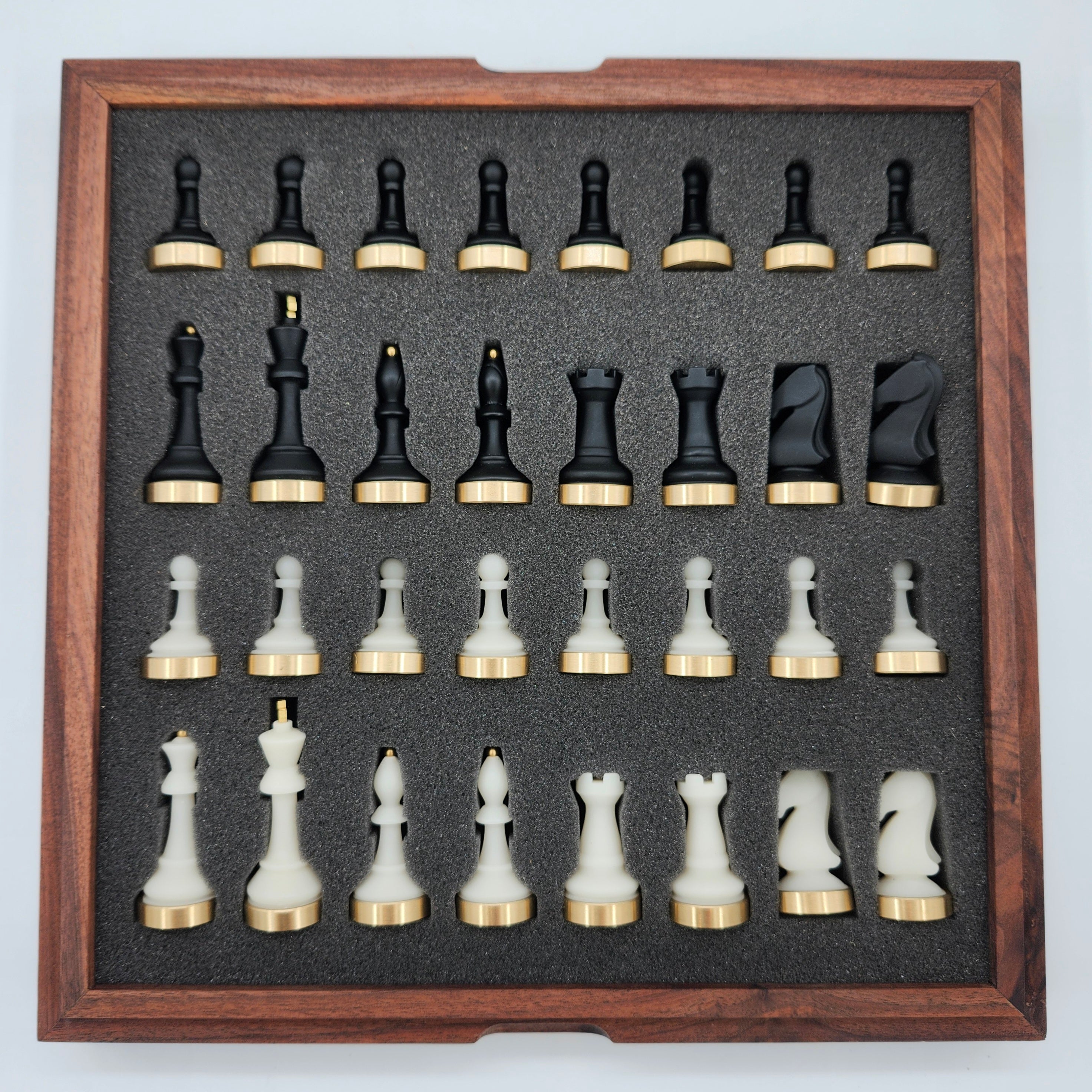 Luxury chess set, close-up of the pieces