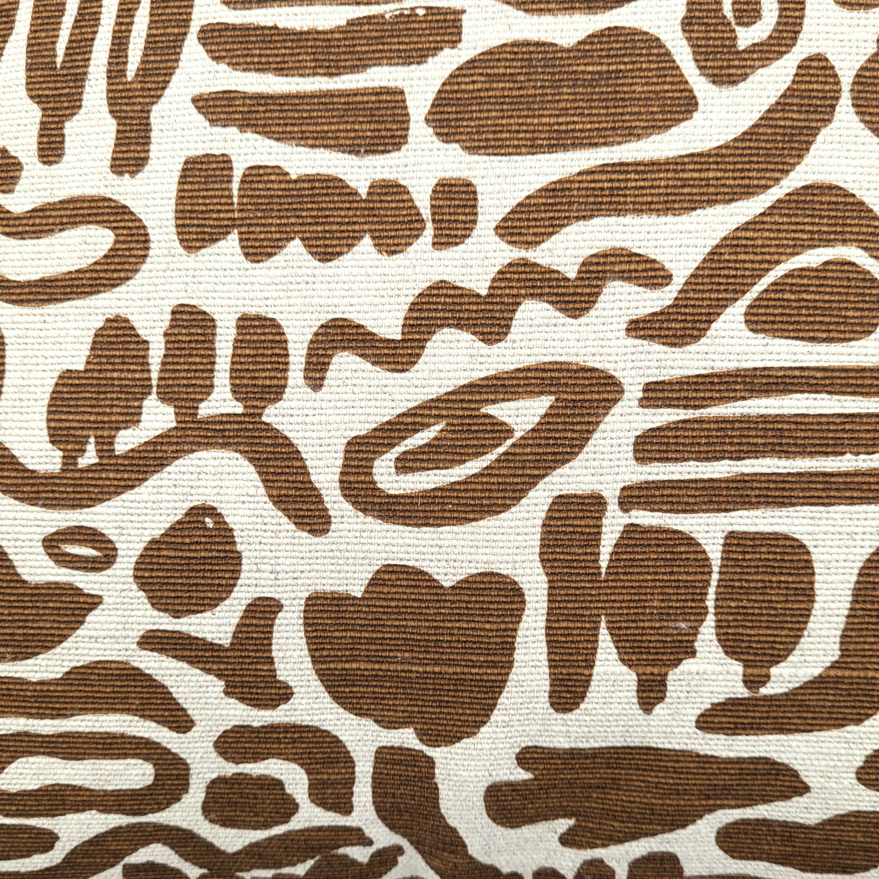 Nomad cushion cover, brown tribal print on cream, cotton linen blend, styled
