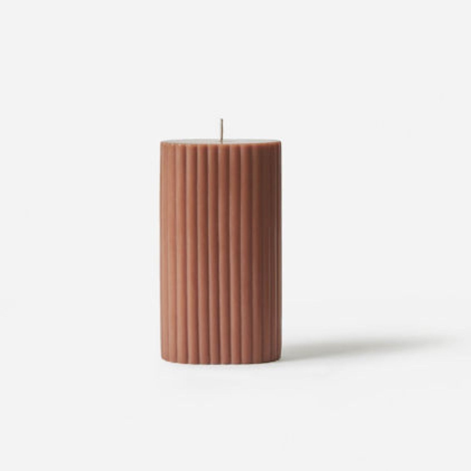 Costa pillar candle in plum, ribbed design, 16 cm high