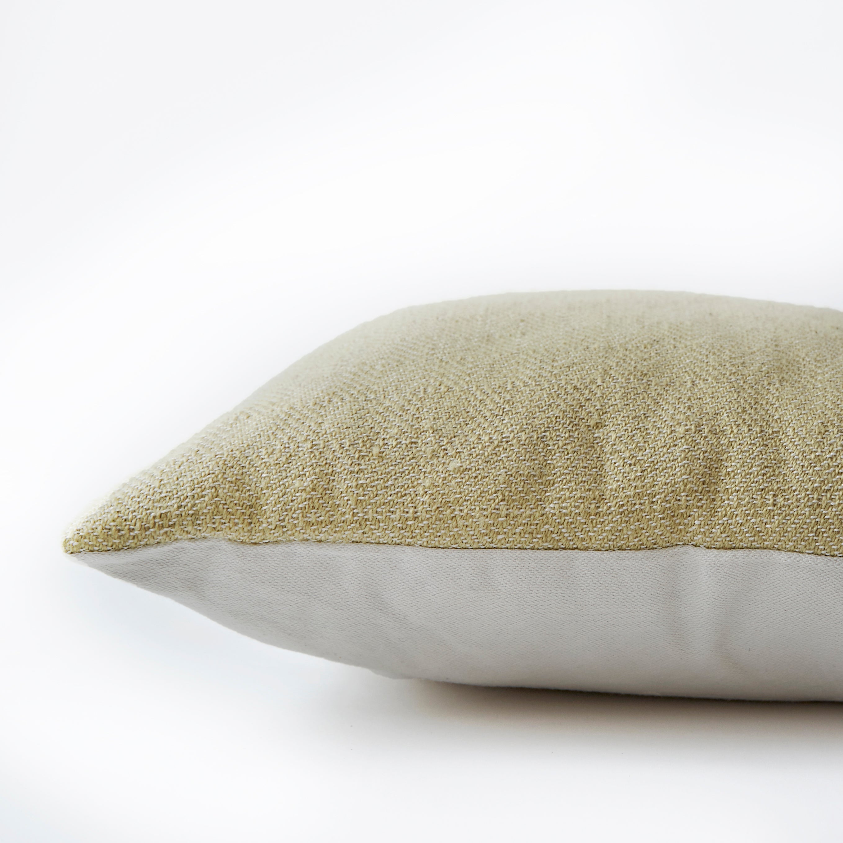 Gooseberry green diamond weave cushion by Weaver Green, side view