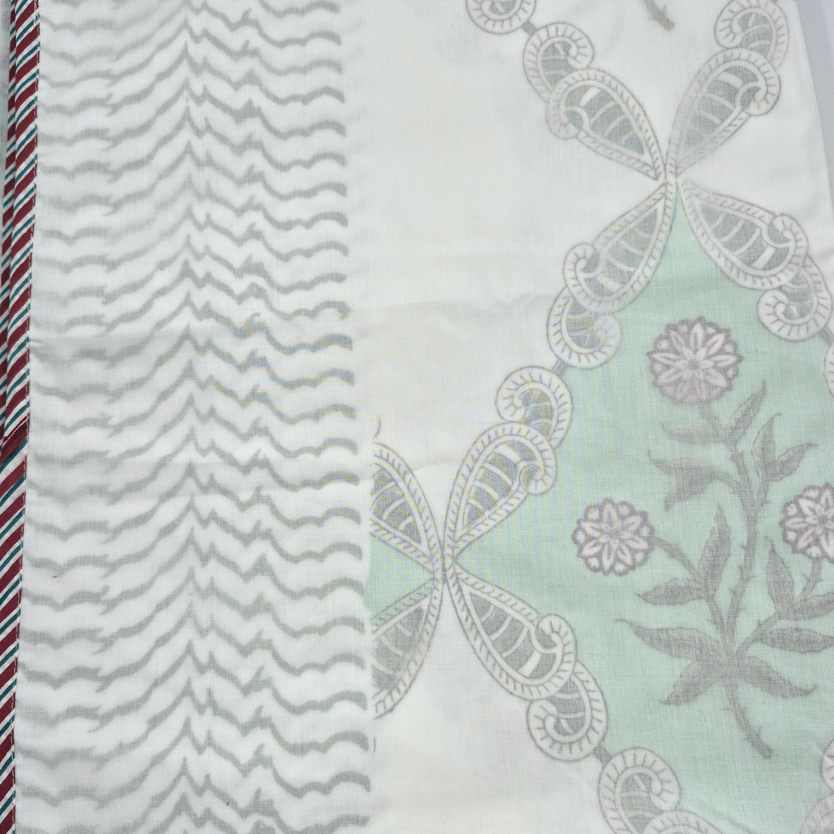 Single block-print cotton dohar blanket with a trellis print, 150 x 225 cm, machine washable