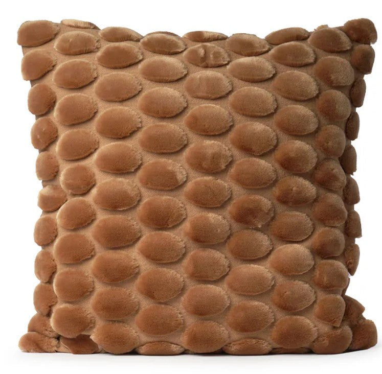Egg Velvet Cushion in copper by Ceannis, 50 x 50 cm, eggshell-pattern front with cotton velvet back