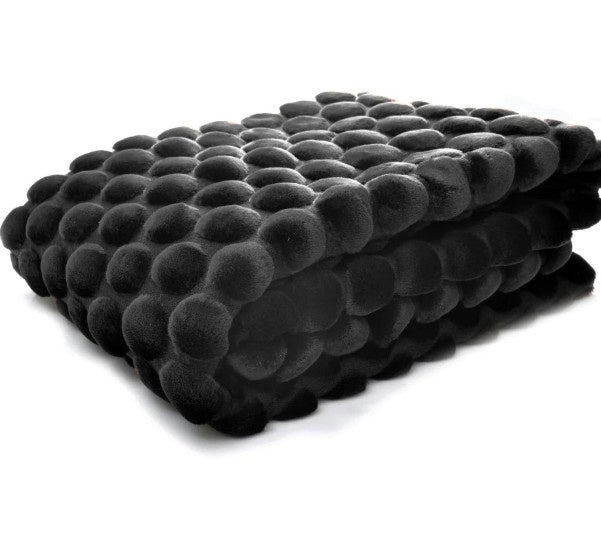 Egg Velvet Throw in black by Ceannis, 130 x 170 cm, eggshell-pattern front with cotton velvet back