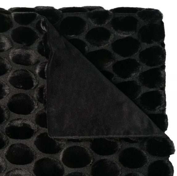 Black Egg Velvet Throw by Ceannis, 130 x 170 cm, draped to show eggshell pattern detail