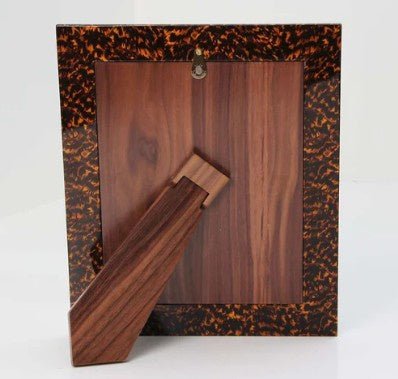Faux tortoiseshell photo frame by Forwood Design, reverse view showing the warm walnut back