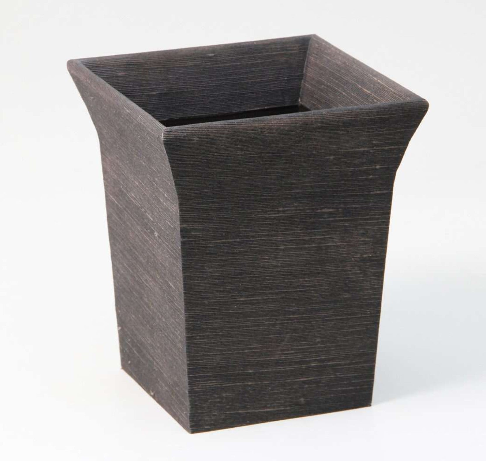 Tarka faux silk waste paper bin in seal grey, 23 x 23 x 27cm
