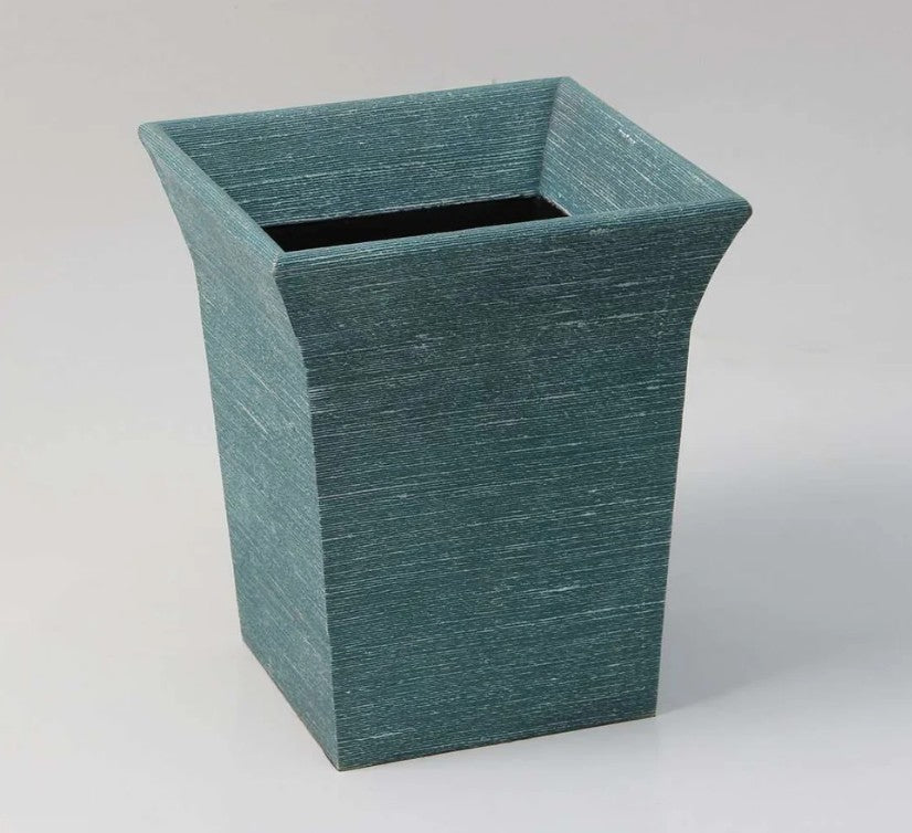 Tarka faux silk waste paper bin in teal, 23 x 23 x 27cm