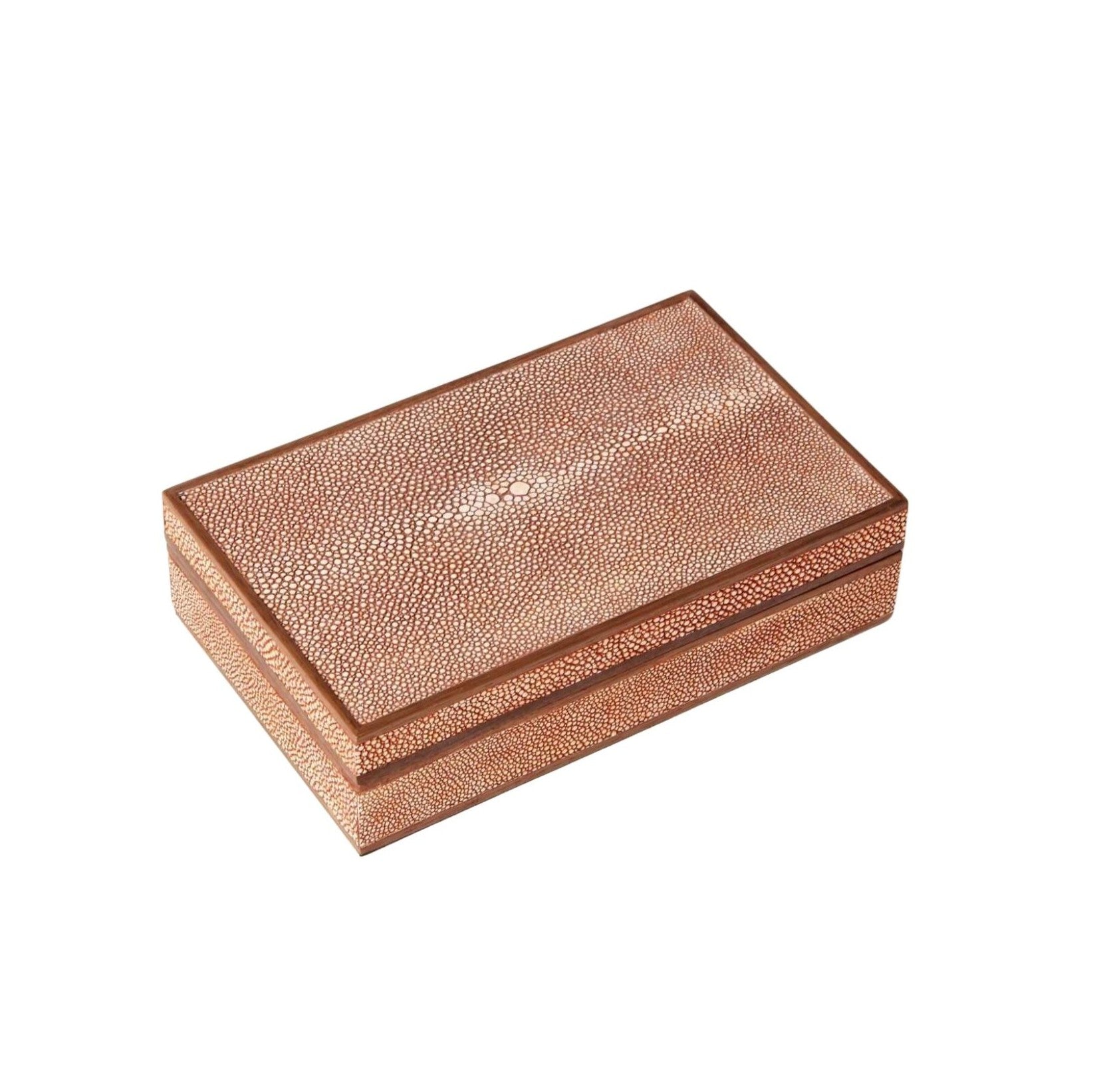 Coral faux shagreen bridge set by Forwood Design, open showing suede lining and card game contents
