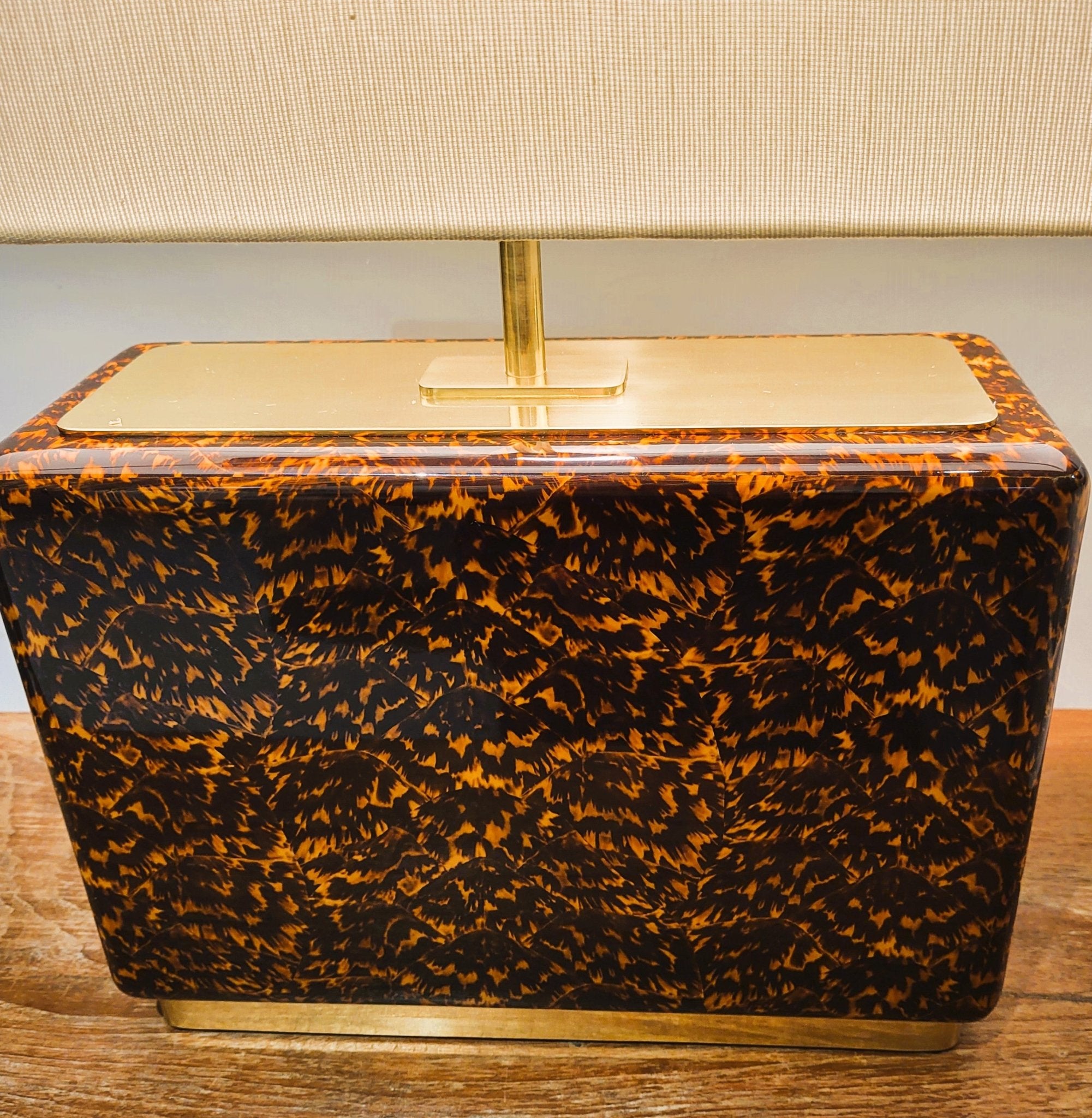 Faux tortoise shell table lamp, short version, 29.5 x 51 cm with shade, Forwood Design