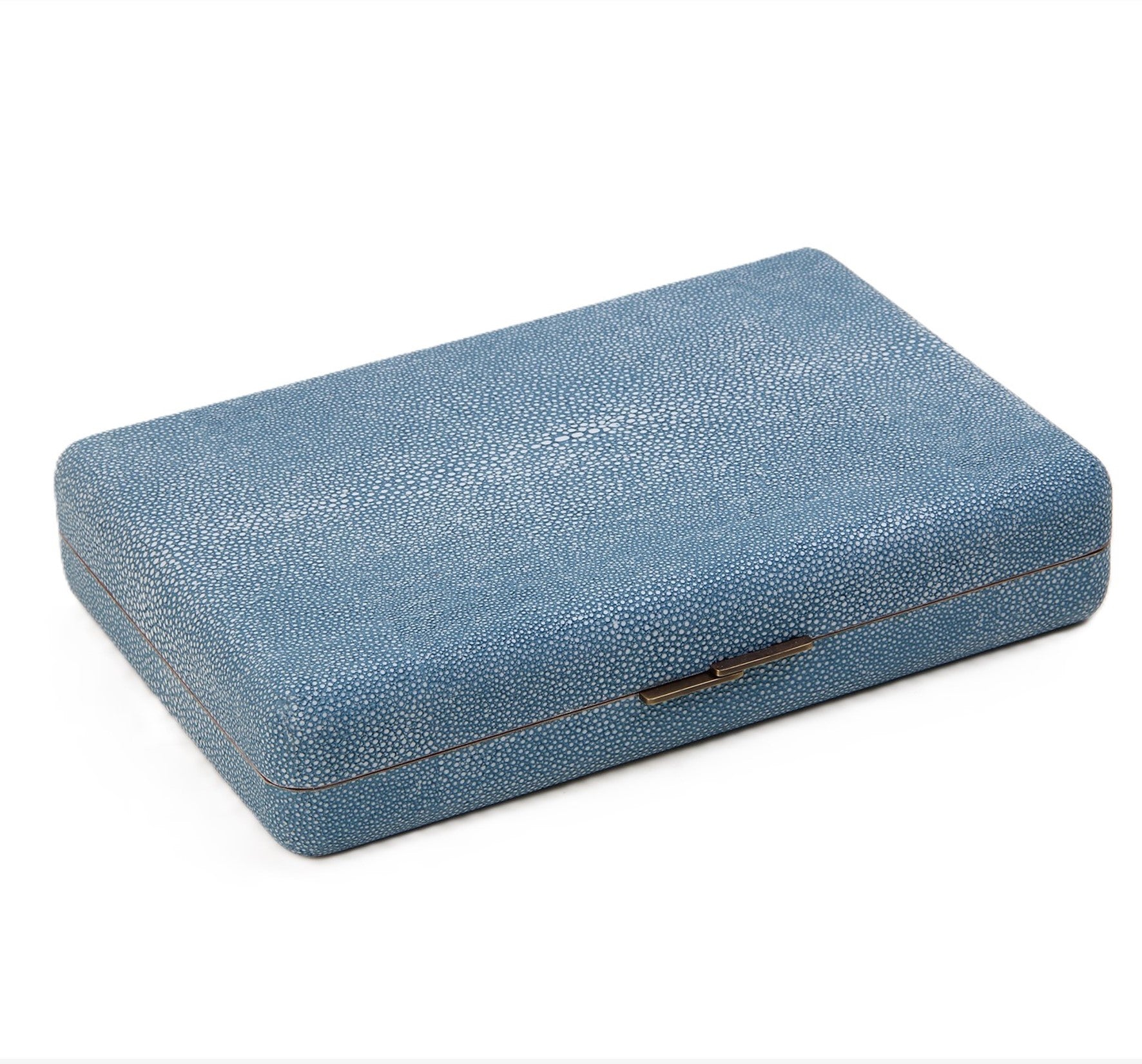Travel backgammon set in blue faux shagreen by Forwood Design, 25.5 x 17 x 5 cm