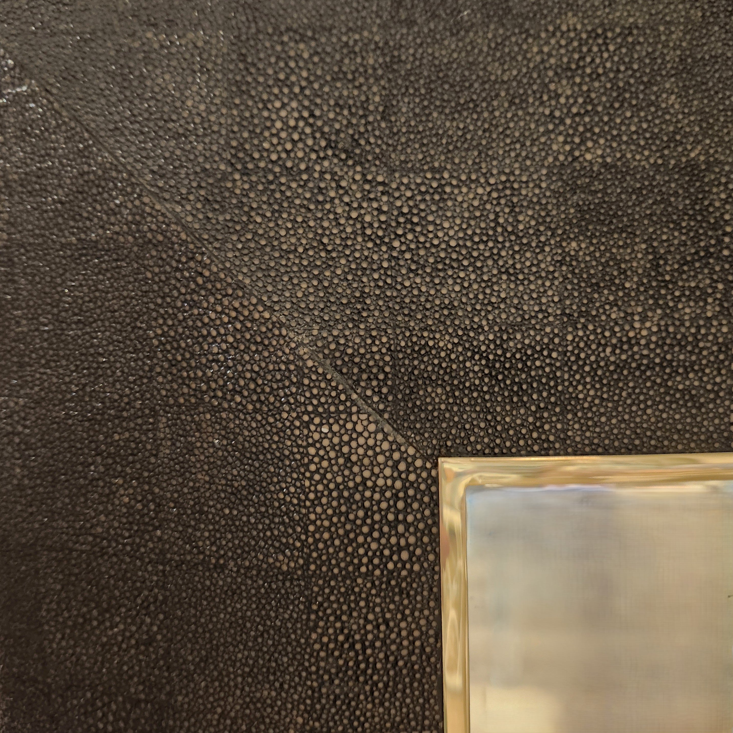 Close up detail of corner of Faux Shagreen wall mirror