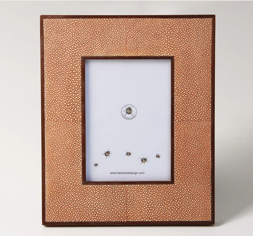 Coral faux shagreen classic photo frame, small 5 x 7 inch format
