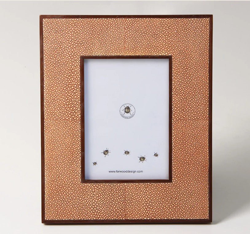 Coral faux shagreen classic photo frame, small 5 x 7 inch format
