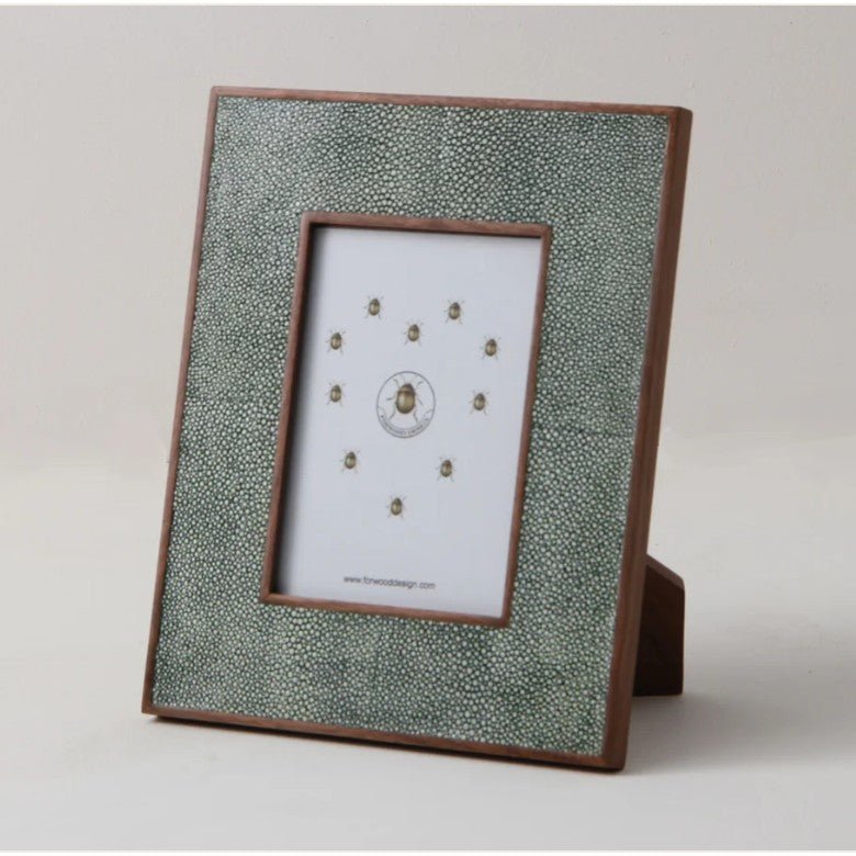 Lincoln green faux shagreen classic photo frame, small 5 x 7 inch format