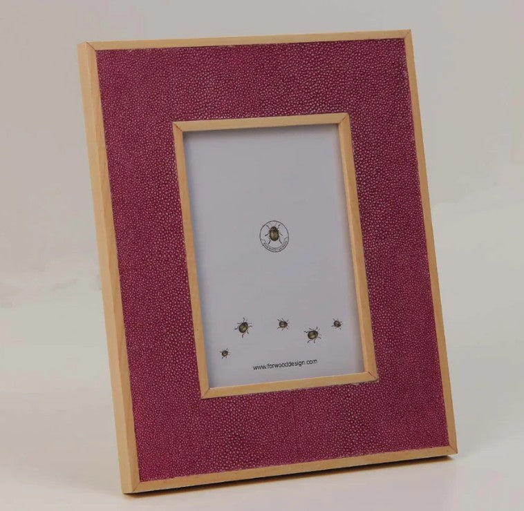 Pink faux shagreen classic photo frame by Forwood Design, small 5 x 7 inch format