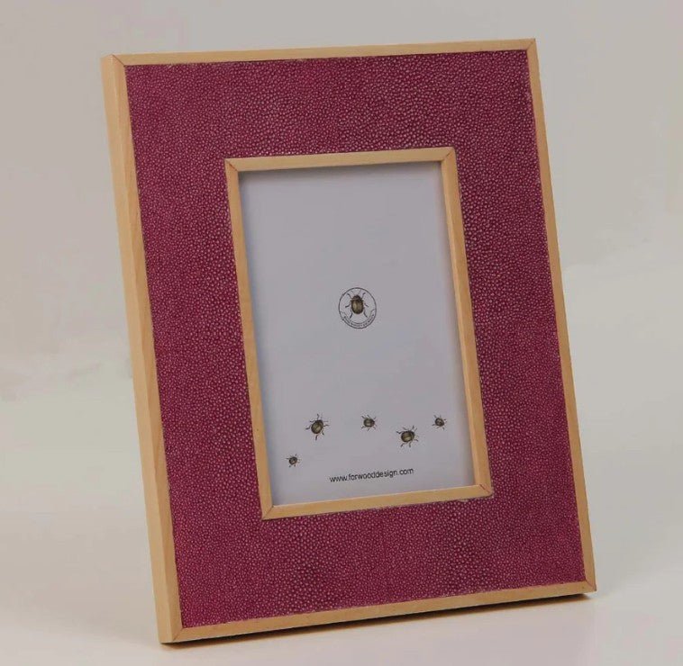 Pink faux shagreen classic photo frame by Forwood Design, small 5 x 7 inch format